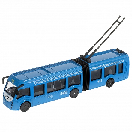 Модель Троллейбус Метрополитен с резинкой 19 см двери открываются инерционная металлическая 